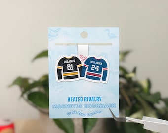heated rivalry inspired magnetic bookmark | hockey romance | hollander and rozanov jerseys