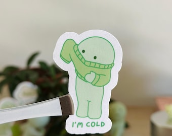 green guy sticker | smiski fanart | i'm cold | waterproof sticker