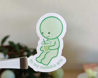 little green guy sticker | smiski fanart | in my matcha era | waterproof sticker