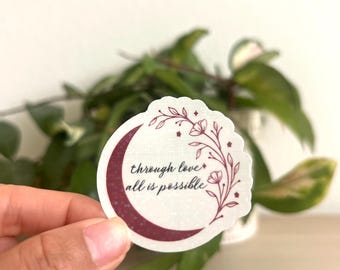 Crescent City / a través del amor todo es posible / holográfico / pegatina libresca