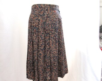 Vintage Jaeger Wool Pleated Skirt, Side Button, Made in England