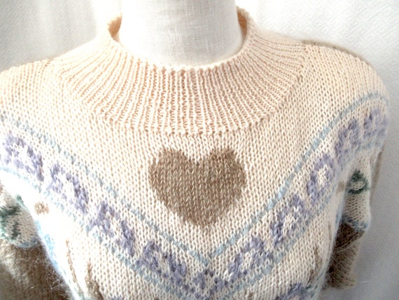 Vintage soft mohair blend heart sweater, 80s swea… - image 8