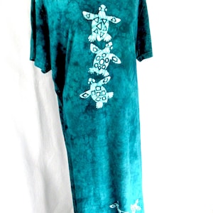 Vintage Green long Sea Turtle Dress XXL, Natures Boutique dress, made in USA, 100% cotton, cotton beach dress, cotton nightwear image 1