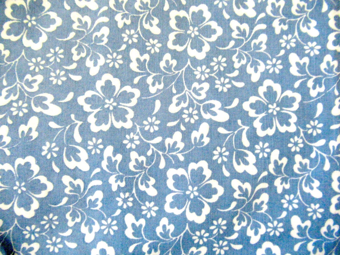 Vintage Full Flat Blue Floral Sheet Floral Flat Sheet Blue Etsy
