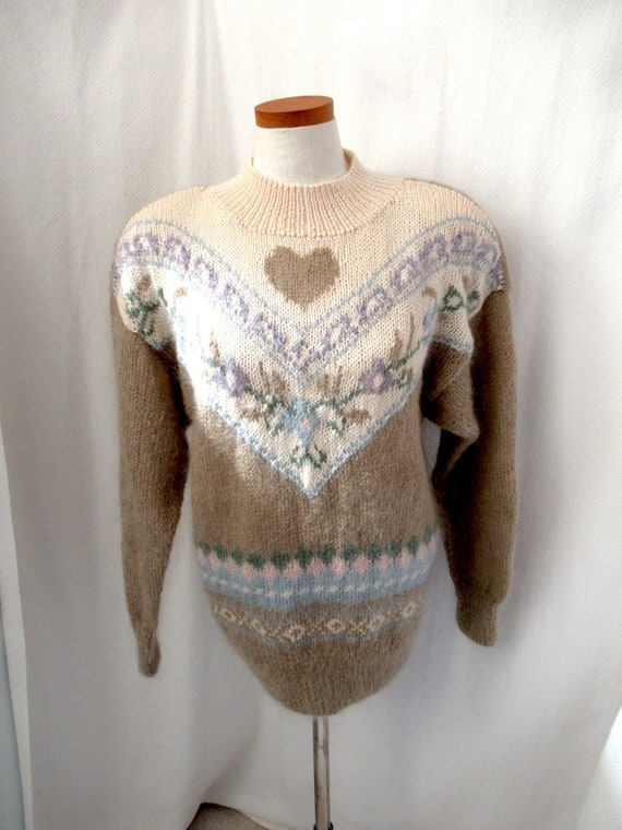 Vintage soft mohair blend heart sweater, 80s swea… - image 3