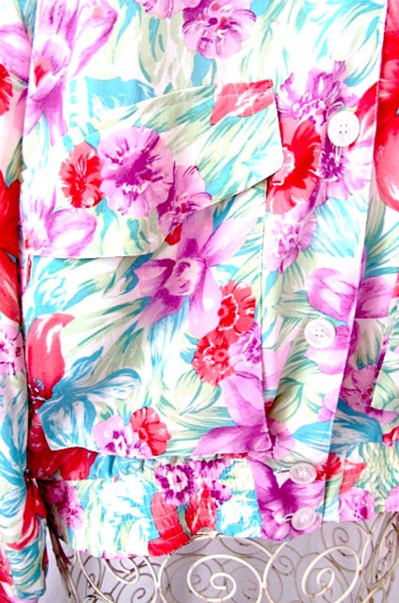 Vintage floral silk blouse, 80s silk blouse, 80s … - image 4