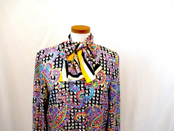 Vintage silk blouse and scarf, Adrianna Papell si… - image 6
