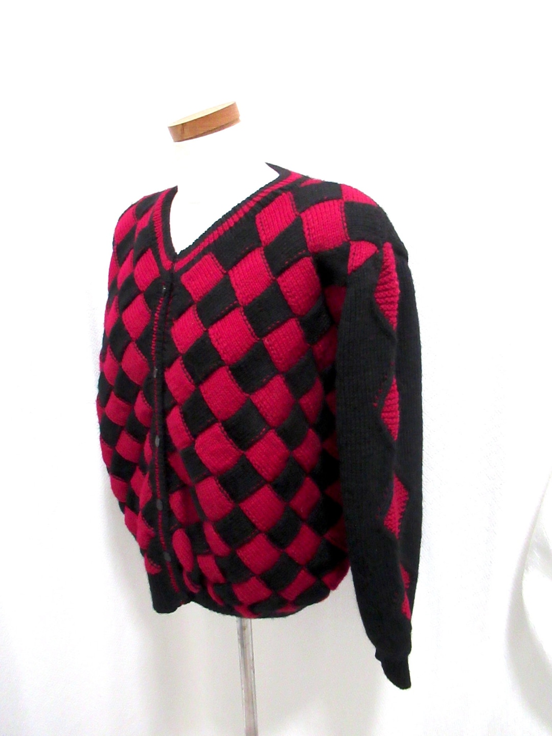vintage KENZO sweater black wool ribbed knit top red trim 1980s designer