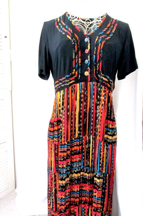 Boho 70s long rainbow dress, long concert dress, … - image 1