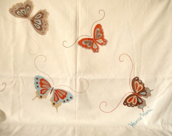 Vintage full fitted butterfly sheet, full fitted sheet, Hanae Mori sheet, vintage bedding, poly cotton sheet, full sheet