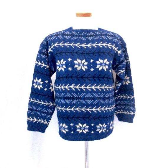 Vintage Norwegian sweater, Pure Wool, hand knit s… - image 1