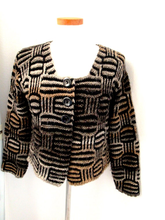 Vintage Zazies Paris sweater, brown black sweater… - image 7