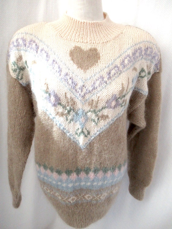 Vintage soft mohair blend heart sweater, 80s swea… - image 7