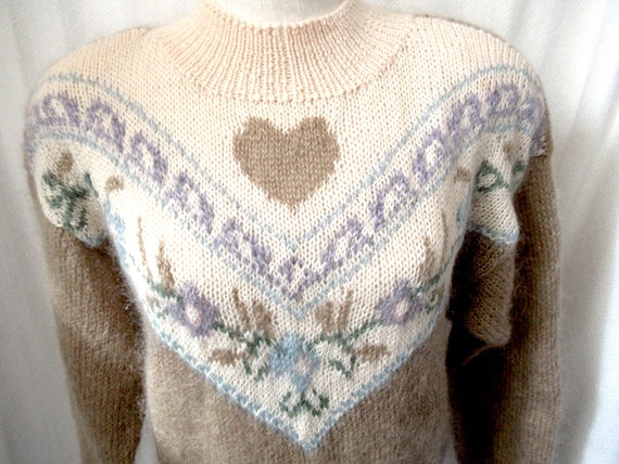 Vintage soft mohair blend heart sweater, 80s swea… - image 2