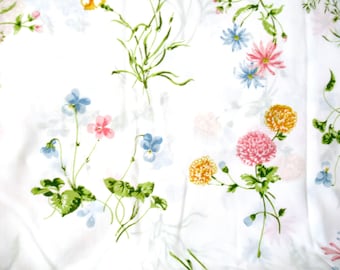 vintage double bed floral flat sheet, sheet tablecloth, vintage fabric, country bed sheet, double bed size, sweet floral bed sheet,