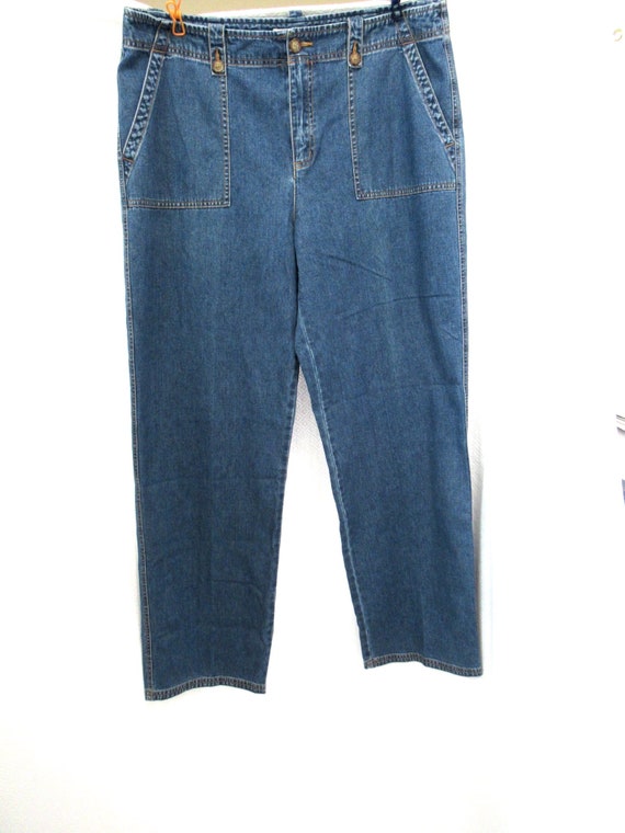 Orvis wide leg Jeans size 16, mid blue denim jean… - image 2