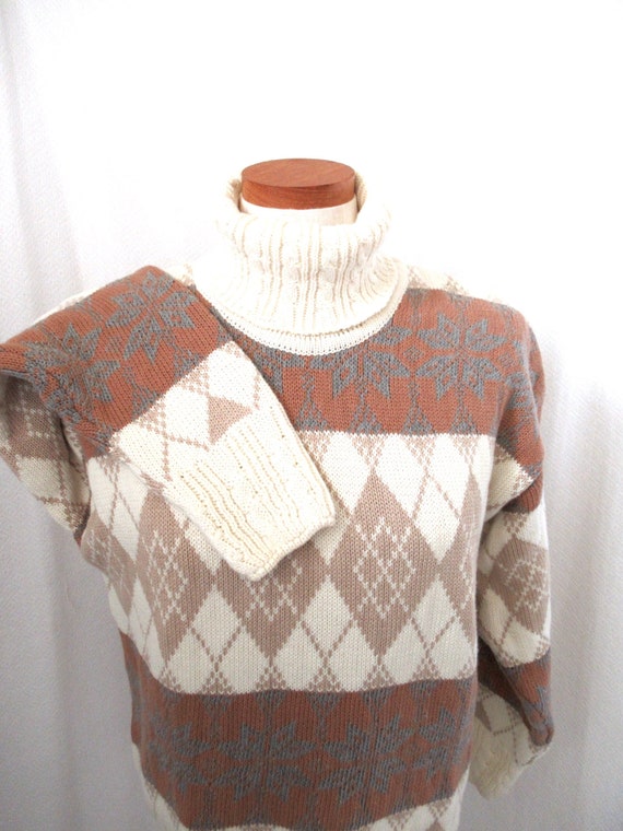 Talbots Cotton Diamond Sweater, Talbots Knitwear, Cotton Knit, Talbots  Sweater, Cream Brown Sweater, Winter Sweater 