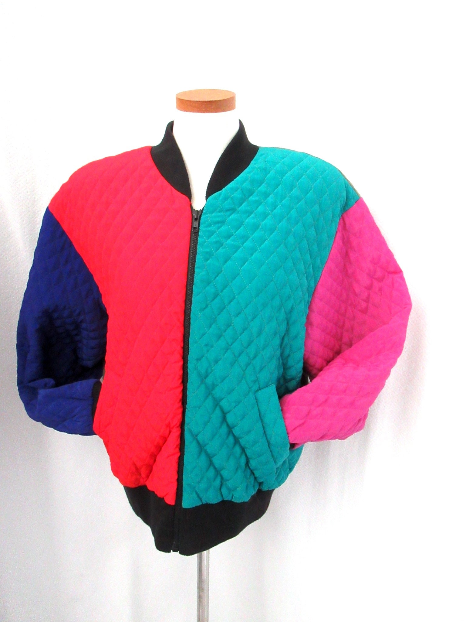 ジャケット・アウター 80s EURO Vintage/Multi Bomber jacket 80s Bomber Jacket, Multi Color Bomber, Unisex Bomber Jacket