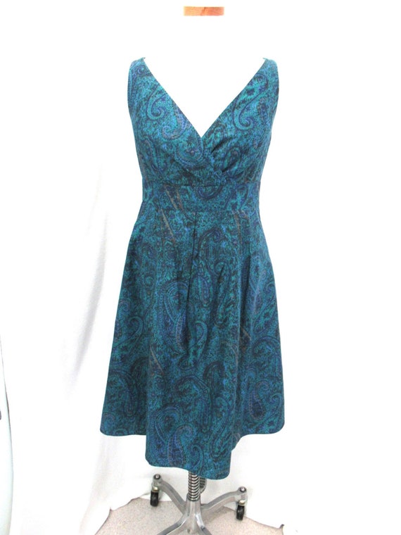 Lands End Dress silk dress, blue green dress, pais