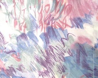 Vintage full flat sheet, abstract flat sheet, vintage bedding, pink blue flat sheet, poly cotton, NOS full sheet,