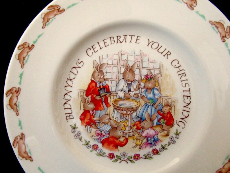 Bunnykins Christening Plate Royal Doulton Plate Bunny Rabbit Etsy