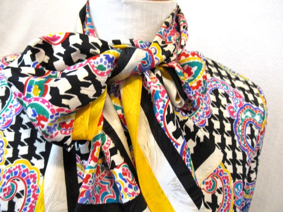 Vintage silk blouse and scarf, Adrianna Papell si… - image 5