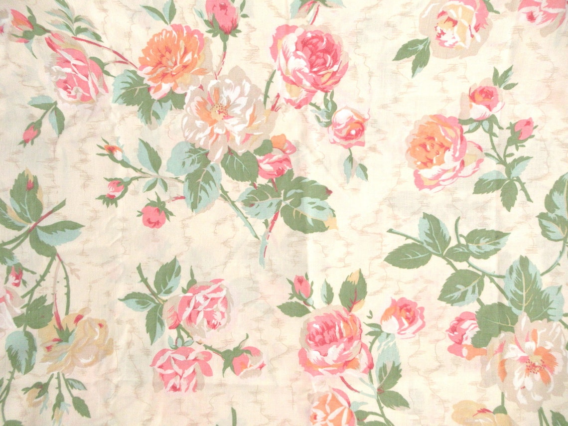 Vintage Twin Flat Sheet, Poly Cotton Sheet, Vintage Bedding, Twin ...
