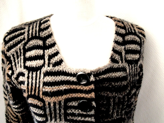 Vintage Zazies Paris sweater, brown black sweater… - image 2