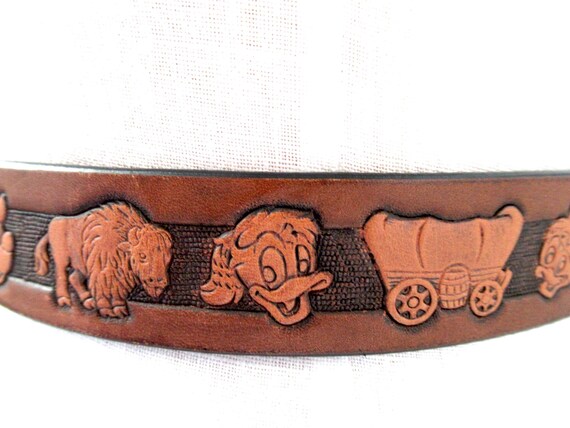 Vintage Disney cowboy or cowgirl leather belt, ta… - image 3