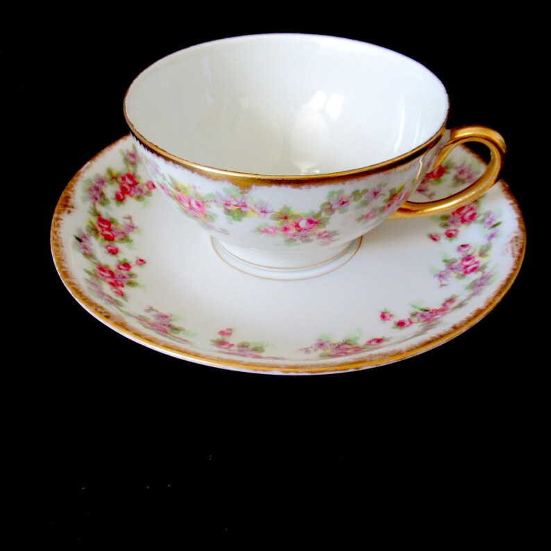 Limoges Bone China Cup and Saucer Limoges China Pink Rose Etsy
