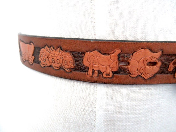 Vintage Disney cowboy or cowgirl leather belt, ta… - image 5
