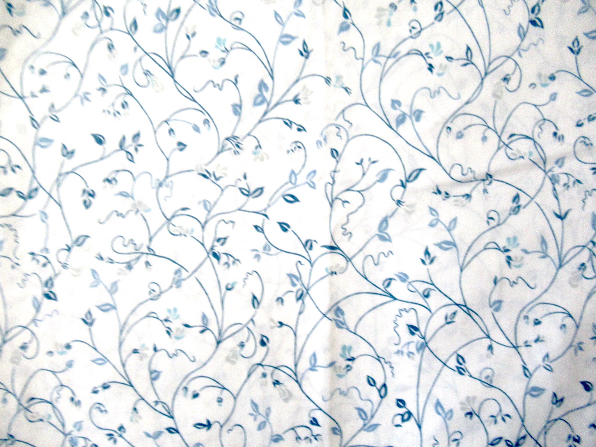 Vintage Full Flat Sheet Blue Floral Sheet Blue White Floral Etsy