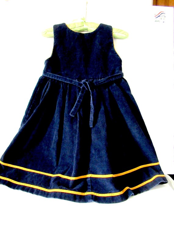 Vintage girls navy blue corduroy Dress, corduroy … - image 7