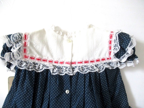 Vintage girls polka dot party dress, age 12-18 mo… - image 6