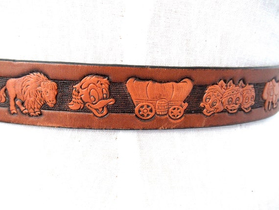 Vintage Disney cowboy or cowgirl leather belt, ta… - image 8