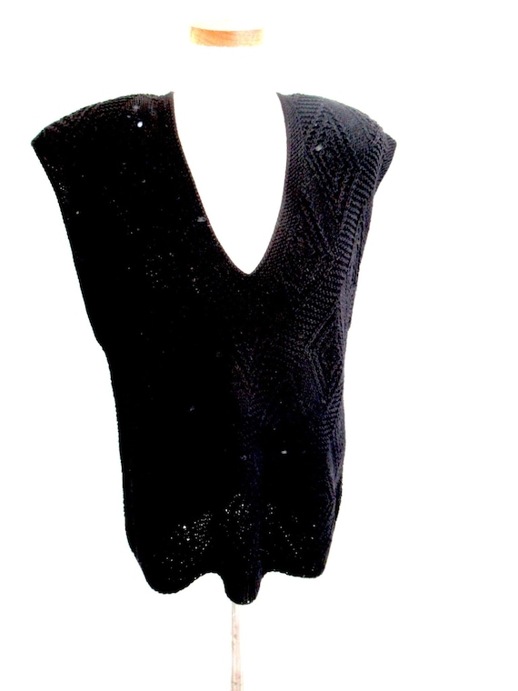 Anne Klein II black cotton vest sweater, black kni