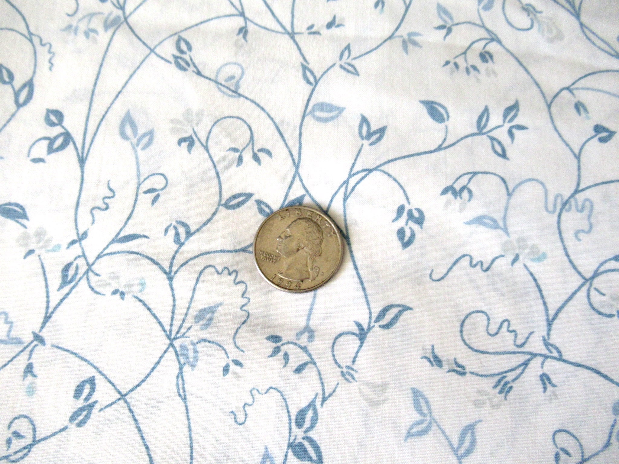 Vintage Full Flat Sheet Blue Floral Sheet Blue White Floral Etsy