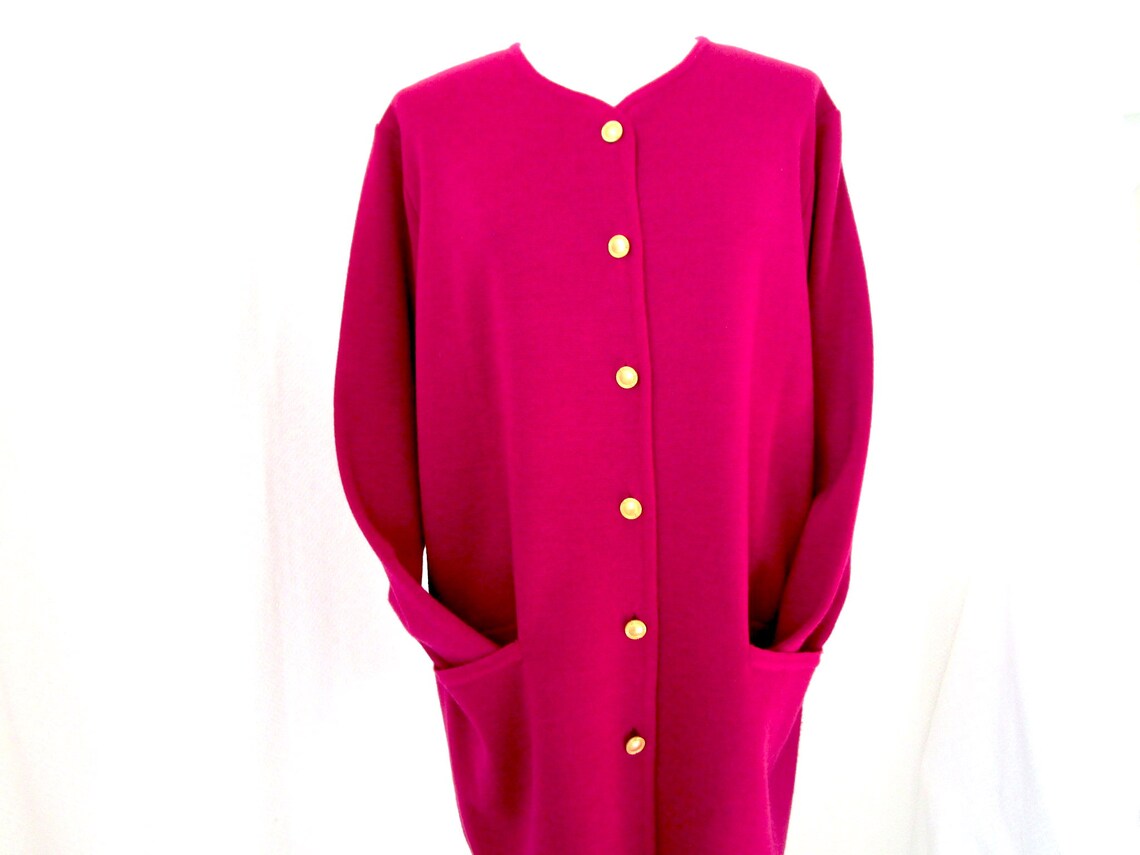 80s Long Wool Sweater Jacket Size 2X Nordstrom Pink Wool Etsy
