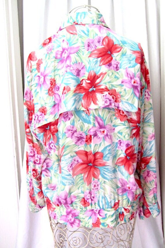 Vintage floral silk blouse, 80s silk blouse, 80s … - image 2