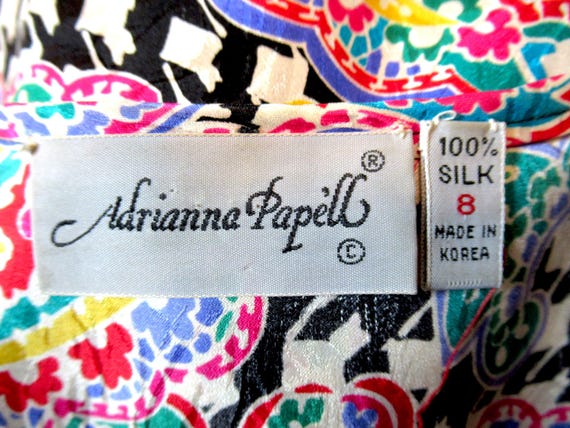 Vintage silk blouse and scarf, Adrianna Papell si… - image 9