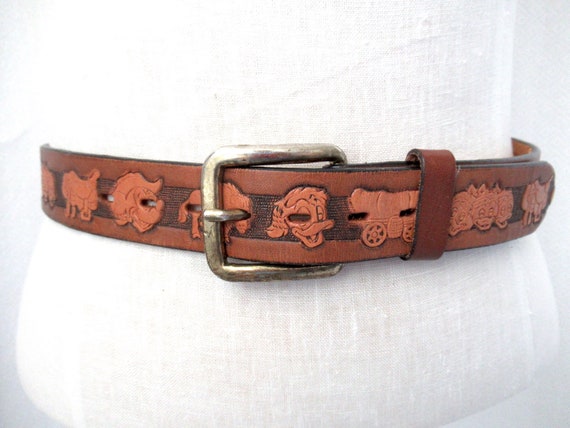 Vintage Disney cowboy or cowgirl leather belt, ta… - image 1
