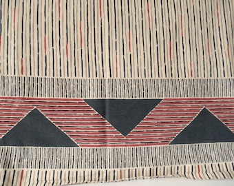 vintage double bed stripe flat sheet, sheet tablecloth, vintage fabric, country bed sheet, double bed size, beige black brown sheet,