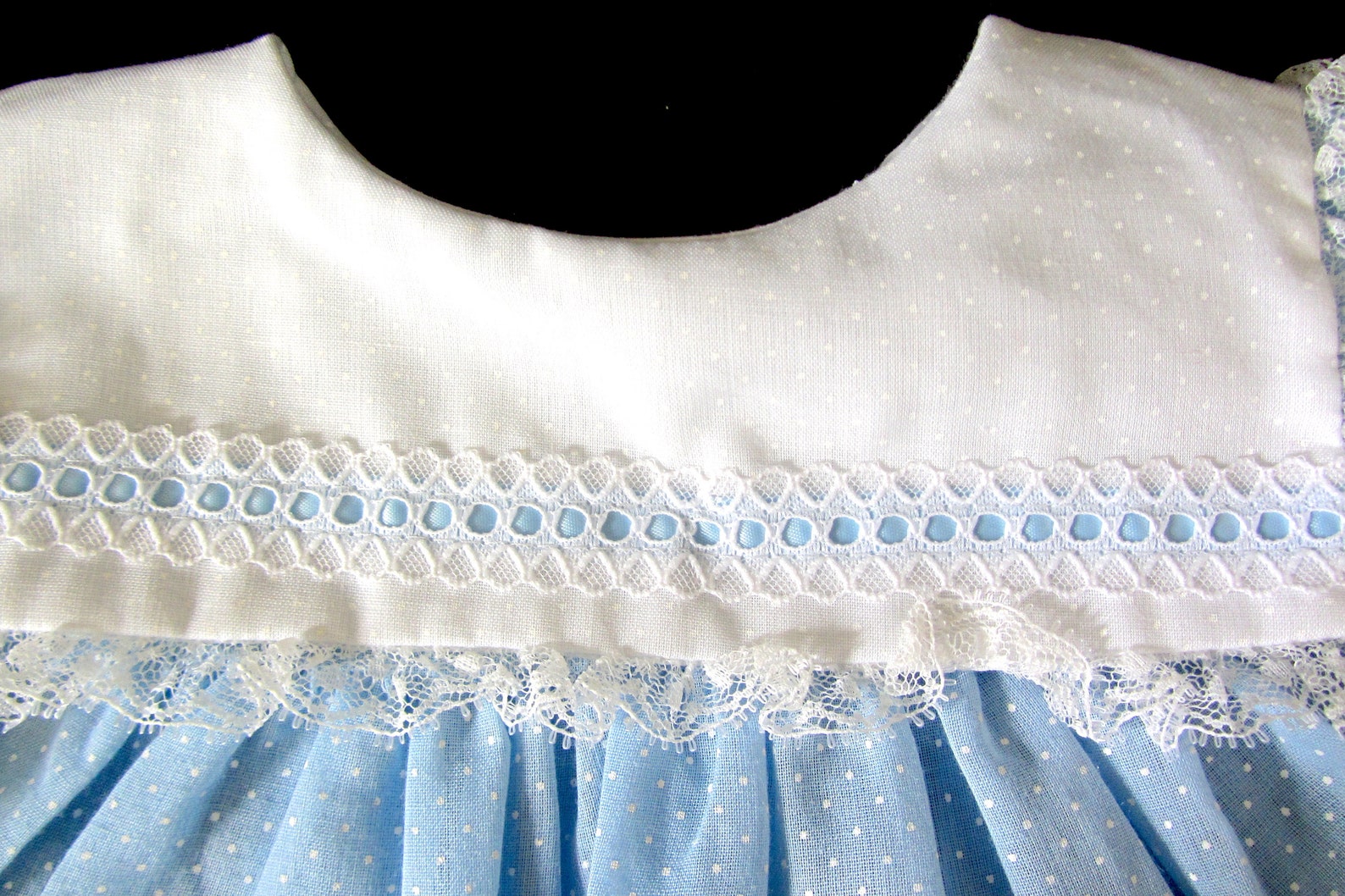 Vintage Baby Girls Dress With Bloomers Blue White Dress Set Etsy