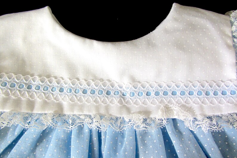 Vintage Baby Girls Dress With Bloomers Blue White Dress Set Etsy