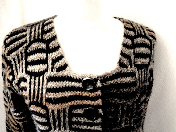 Vintage Zazies Paris sweater, brown black sweater… - image 10