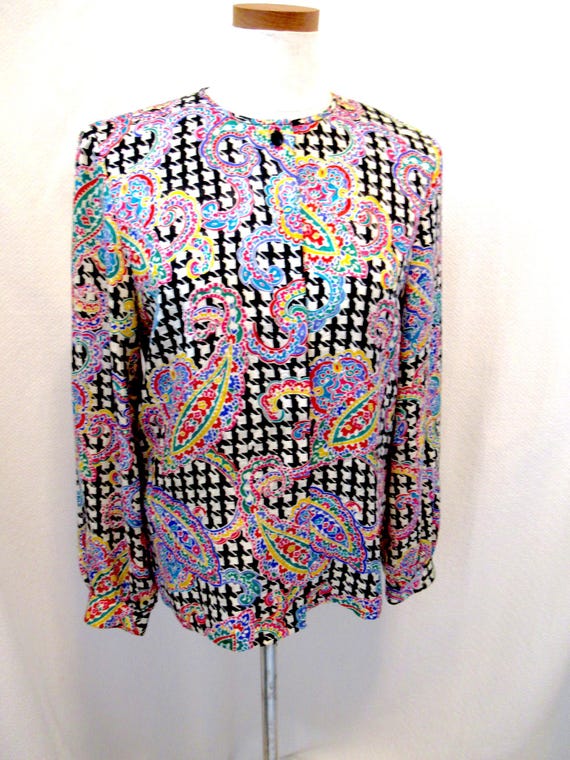 Vintage silk blouse and scarf, Adrianna Papell si… - image 8