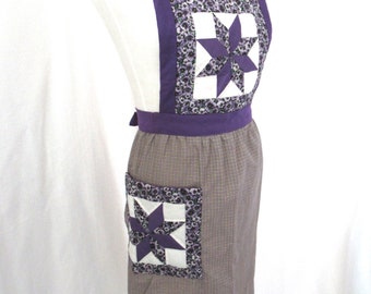 Hand Made quilted apron, quilted pocket apron, apron with bib, pocket apron, kitchen apron,