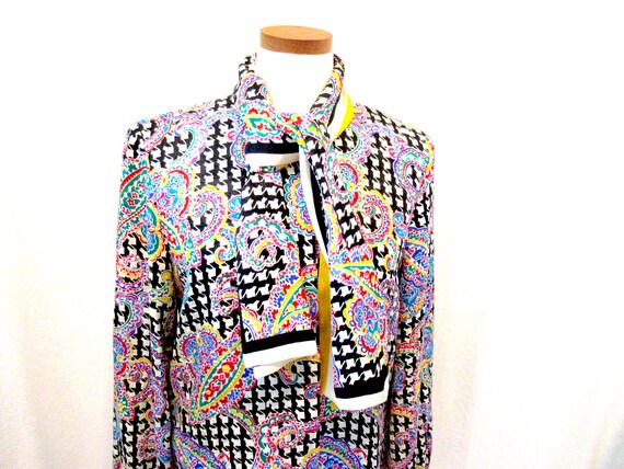 Vintage silk blouse and scarf, Adrianna Papell si… - image 2