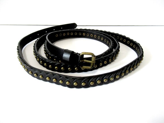 black extra long leather belt, womans Leather bel… - image 7