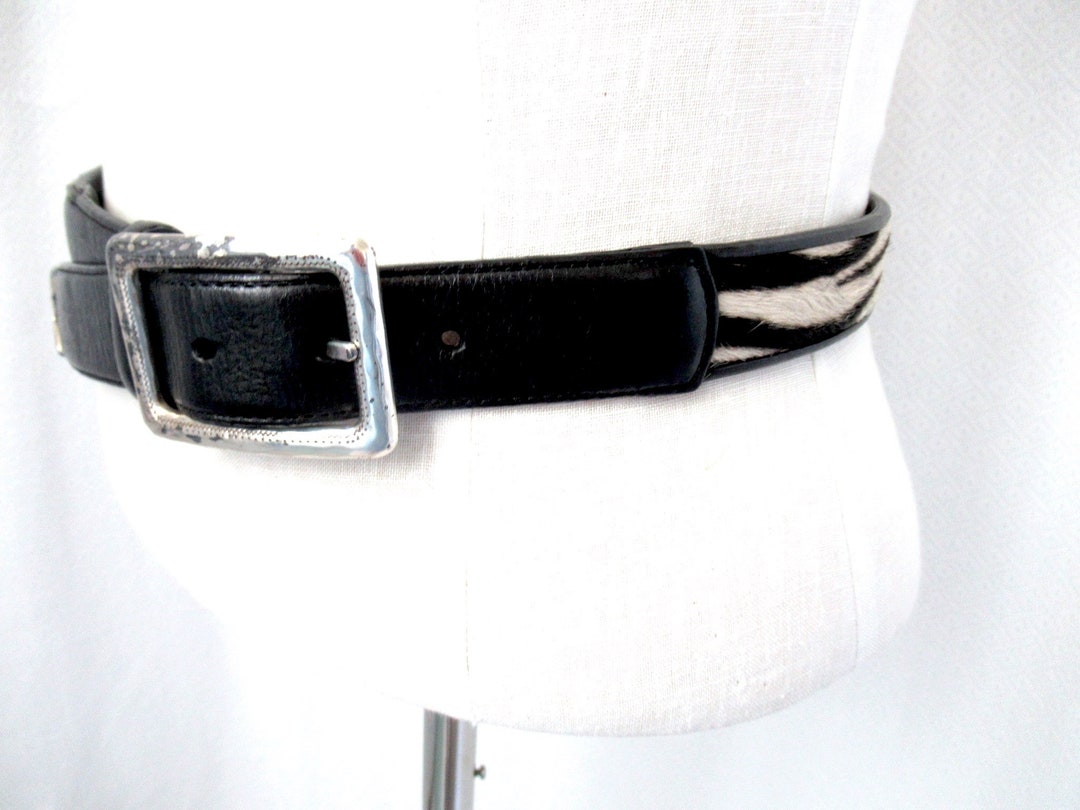Vintage Western Leather & Cowhide Belt, Brighton Leather  display picture 1